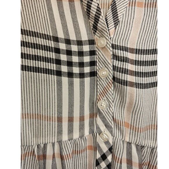 Torrid Plus Size Sheer, Y Neck, High/Low, Button down Plaid Flowy Top, Size 1 - Picture 5 of 8